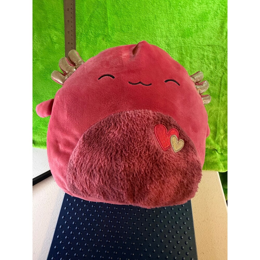 Squishmallows IndieMae 12" Red Axolotl Valentine Hearts Fuzzy Belly Plush 2024